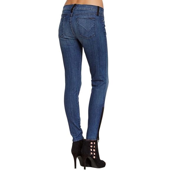 HUDSON Women’s Crop Rita Super Skinny Jeans Leather Trim 24 - Picture 8 of 11